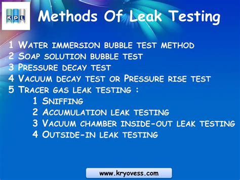 types of seal leak tests|best leak testing methods.